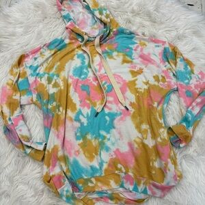 White Birch Pink and Blue Oversized Puff Sleeve Sweatshirt